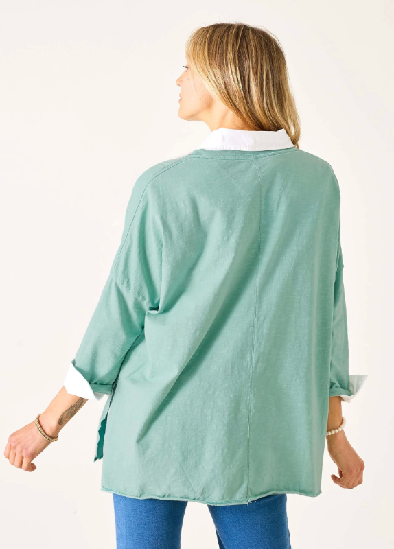 Catalina Slub Tee - Sea Foam Green Stitches