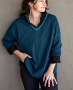 Load image into Gallery viewer, Delmar V-Neck Sweater - Deep Teal
