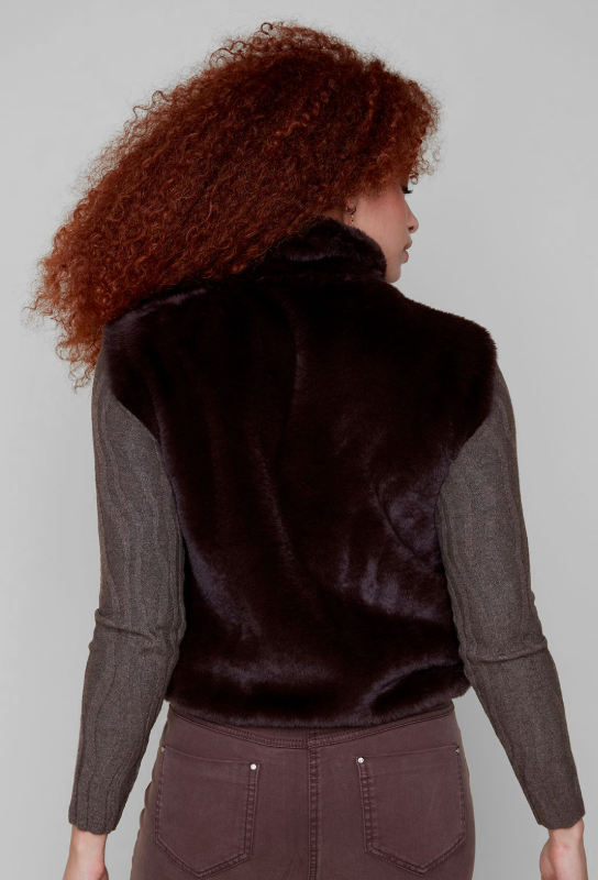 Renuar Faux Fur Vest - Chocolate