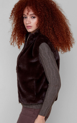 Load image into Gallery viewer, Renuar Faux Fur Vest - Chocolate
