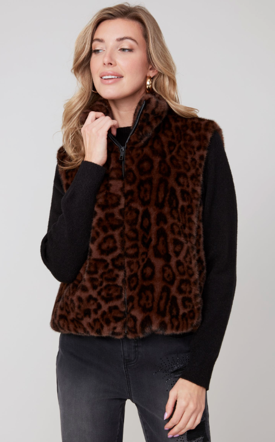 Renuar Faux Fur Vest - Chestnut