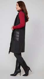 Load image into Gallery viewer, Longline Fringe Vest - Charcoal
