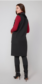 Load image into Gallery viewer, Longline Fringe Vest - Charcoal
