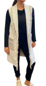 Load image into Gallery viewer, Longline Fringe Vest - Oatmeal
