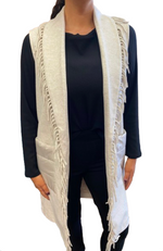Load image into Gallery viewer, Longline Fringe Vest - Oatmeal
