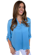 Load image into Gallery viewer, Renuar Solid blue Blouse
