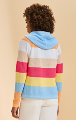 Load image into Gallery viewer, FDJ Striped Pointelle Hooded Cardigan
