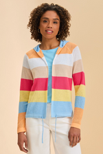 Load image into Gallery viewer, FDJ Striped Pointelle Hooded Cardigan
