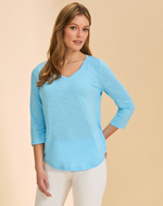 Load image into Gallery viewer, FDJ V Neck Top - Pacific Blue
