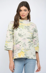 Load image into Gallery viewer, Floral Pattern 3/4 Flared Slv Mock Neck Sweater
