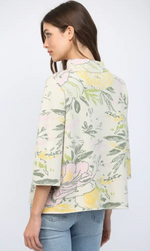 Load image into Gallery viewer, Floral Pattern 3/4 Flared Slv Mock Neck Sweater
