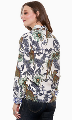 Load image into Gallery viewer, Dizzy Lizzie Cape Cod Top Cheetahs and Floral On Ivory Cotton Linen Ground
