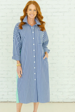 Load image into Gallery viewer, Libby Stripe Dress Navy
