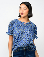 Load image into Gallery viewer, Blue BlockPrint Blouse
