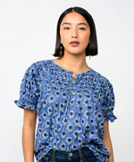 Load image into Gallery viewer, Blue BlockPrint Blouse
