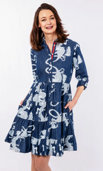 Load image into Gallery viewer, Delray Dress Denim Dragon
