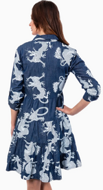 Load image into Gallery viewer, Delray Dress Denim Dragon
