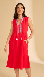 Load image into Gallery viewer, Red Embroidered Maxi Dress
