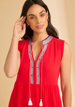 Load image into Gallery viewer, Red Embroidered Maxi Dress
