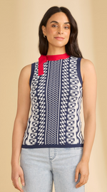Load image into Gallery viewer, RED/NAVY Sleeveless Sweater Top
