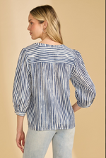 Load image into Gallery viewer, Navy/White Popover Blouse
