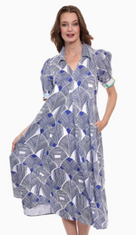 Load image into Gallery viewer, Montauk Dress Navy White Geo
