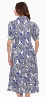 Load image into Gallery viewer, Montauk Dress Navy White Geo
