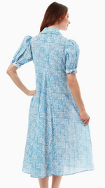 Load image into Gallery viewer, Montauk Dress Turquoise White Criss Cross
