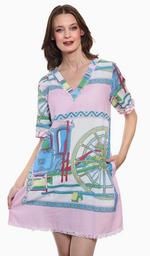Load image into Gallery viewer, V Neck Coach Print Pink
