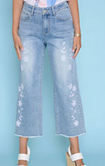 Load image into Gallery viewer, Embellished Wide-Leg Cropped Jeans
