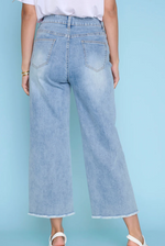 Load image into Gallery viewer, Embellished Wide-Leg Cropped Jeans
