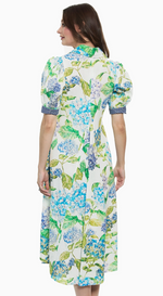Load image into Gallery viewer, Montauk Dress Linen Cotton Hydrangeas Print
