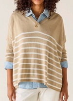 Load image into Gallery viewer, Catalina Vneck Sweater - Kakhi / White
