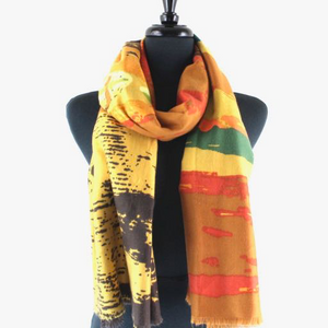 ABSTRACT WAVES SCARF - MUSTARD