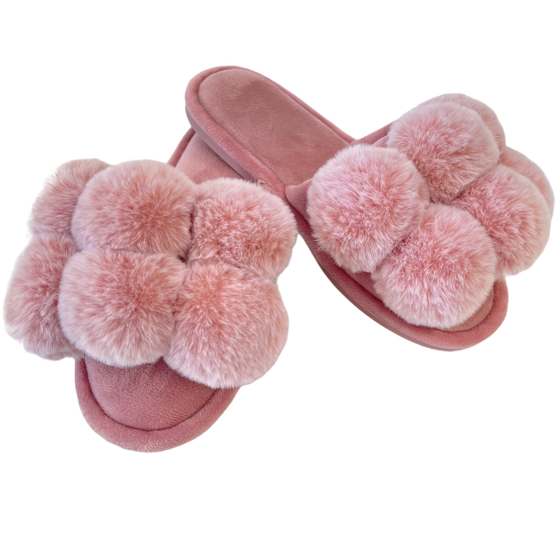POM POM SLIPPERS Pink – Carriage House Clothing