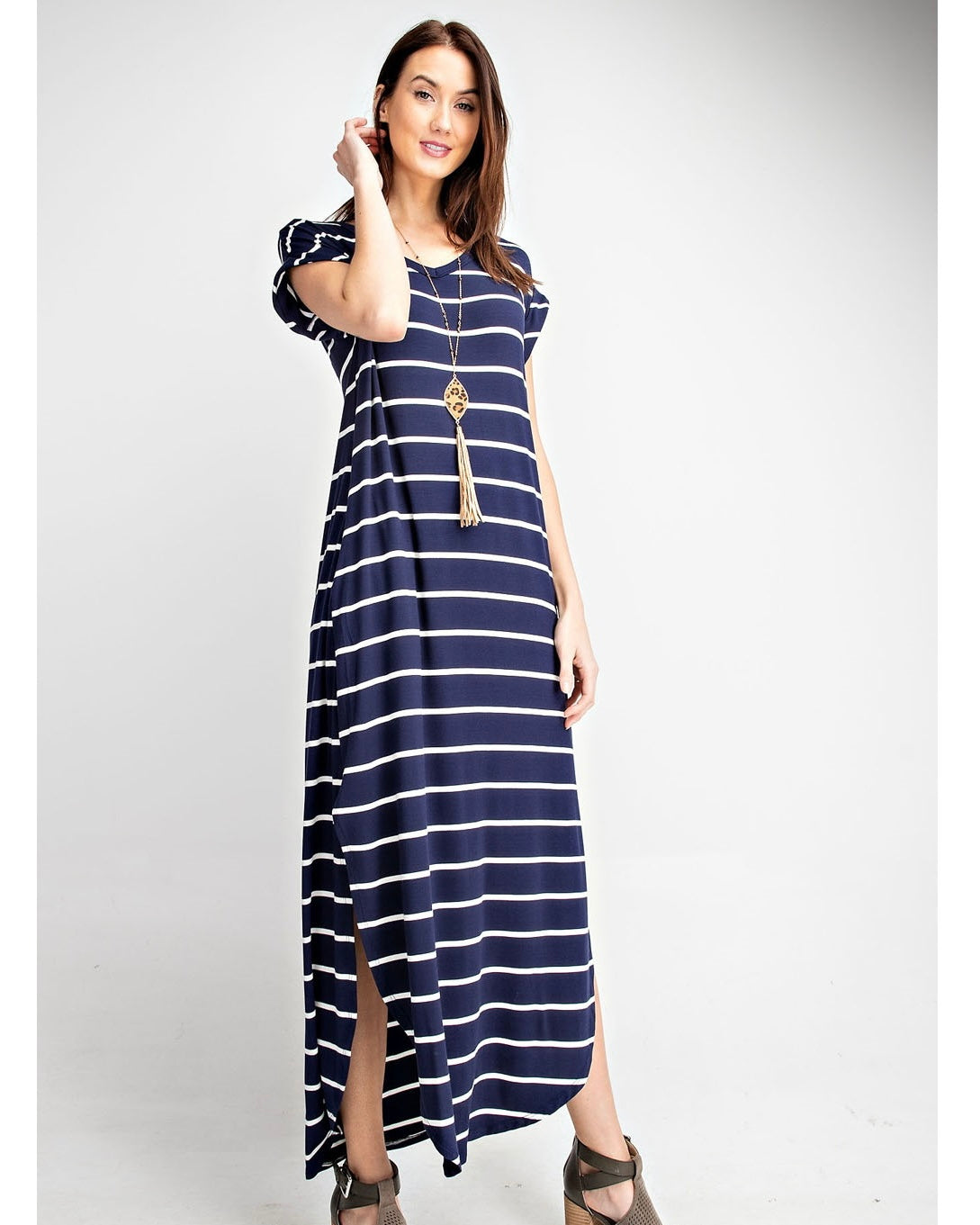 NAVY STRIPE MAXI DRESS