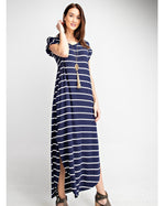 Load image into Gallery viewer, NAVY STRIPE MAXI DRESS
