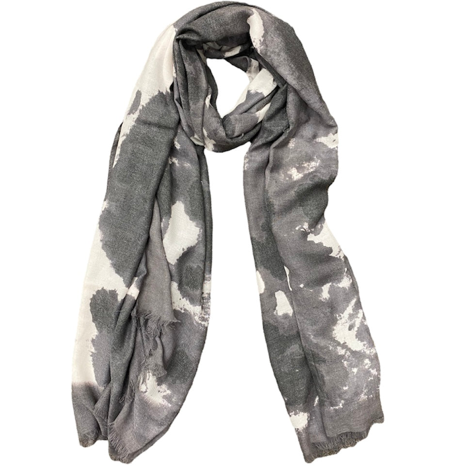 ABSTRACT PRINTED SCARF - GRAY