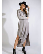 Load image into Gallery viewer, MINERAL WASH LONG SLEEVE MAXI DRESS - Mocha
