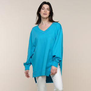 Oversized Sweatshirt Tunic - Turquoise – Carriage House Clothing
