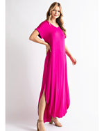 Load image into Gallery viewer, V-NECK MAXI DRESS - Fuchsia
