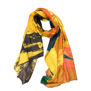 ABSTRACT WAVES SCARF - MUSTARD