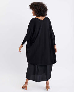Chelsea Cotton Cashmere Kimono - Black