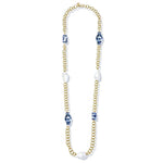 Load image into Gallery viewer, BLUE &amp; WHITE CHAIN WRAP NECKLACE
