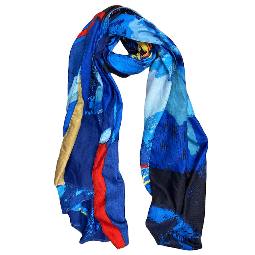 ABSTRACT WAVES SCARF - BLUE