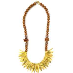 COCONUT WOOD NECKLACE - YELLOW