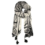 Load image into Gallery viewer, BLACK AND WHITE TASSLE SCARF
