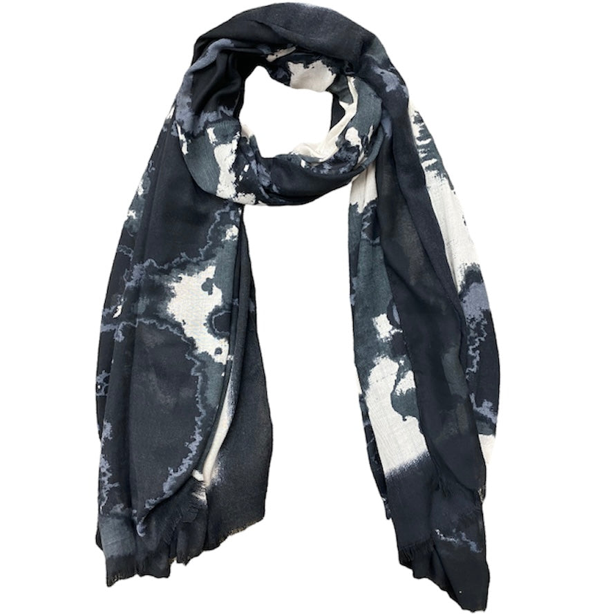 ABSTRACT PRINTED SCARF - BLACK