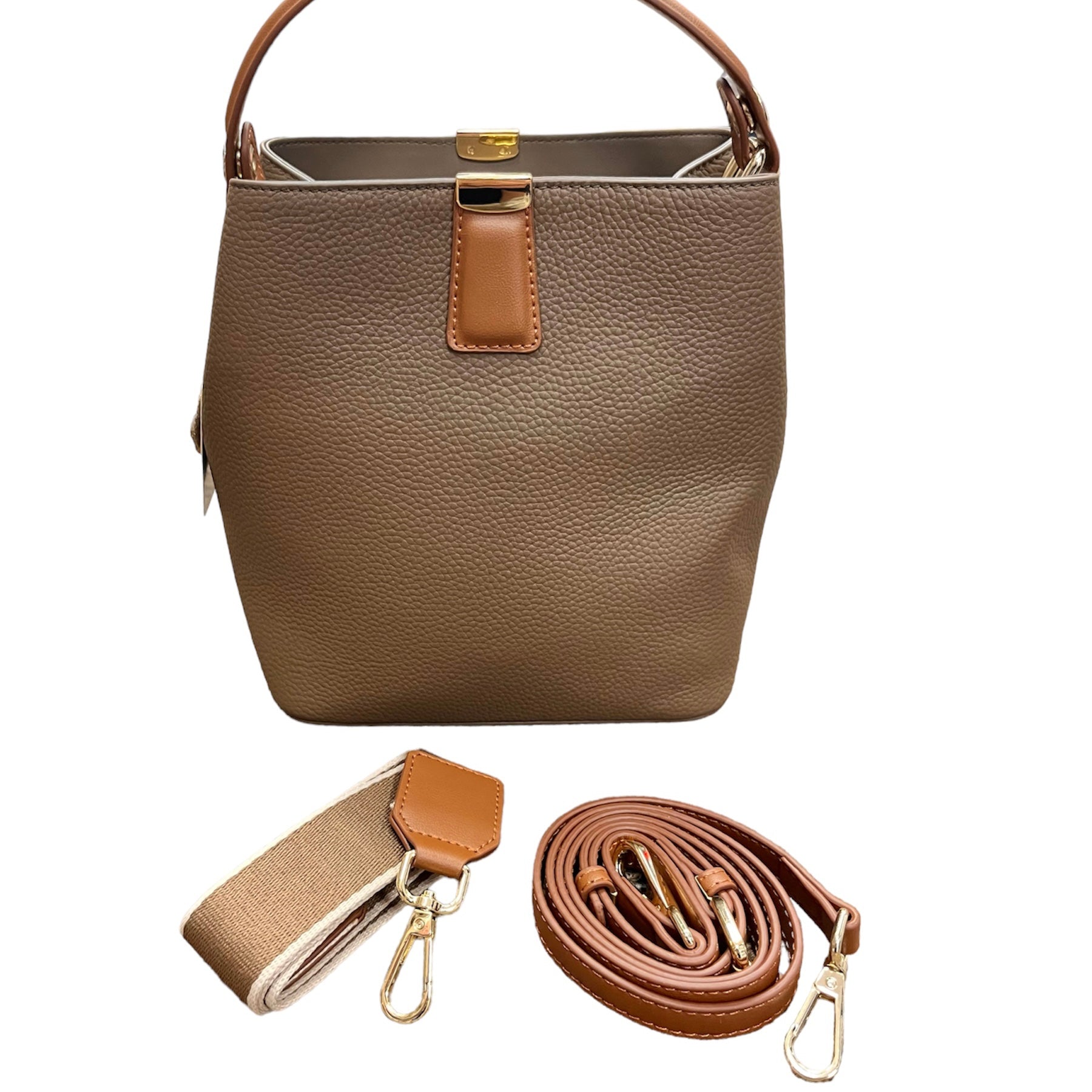 GENUINE LEATHER TOP HANDLE BAG - Cocoa