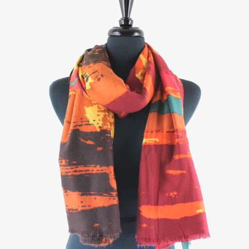 ABSTRACT WAVES SCARF -ORANGE